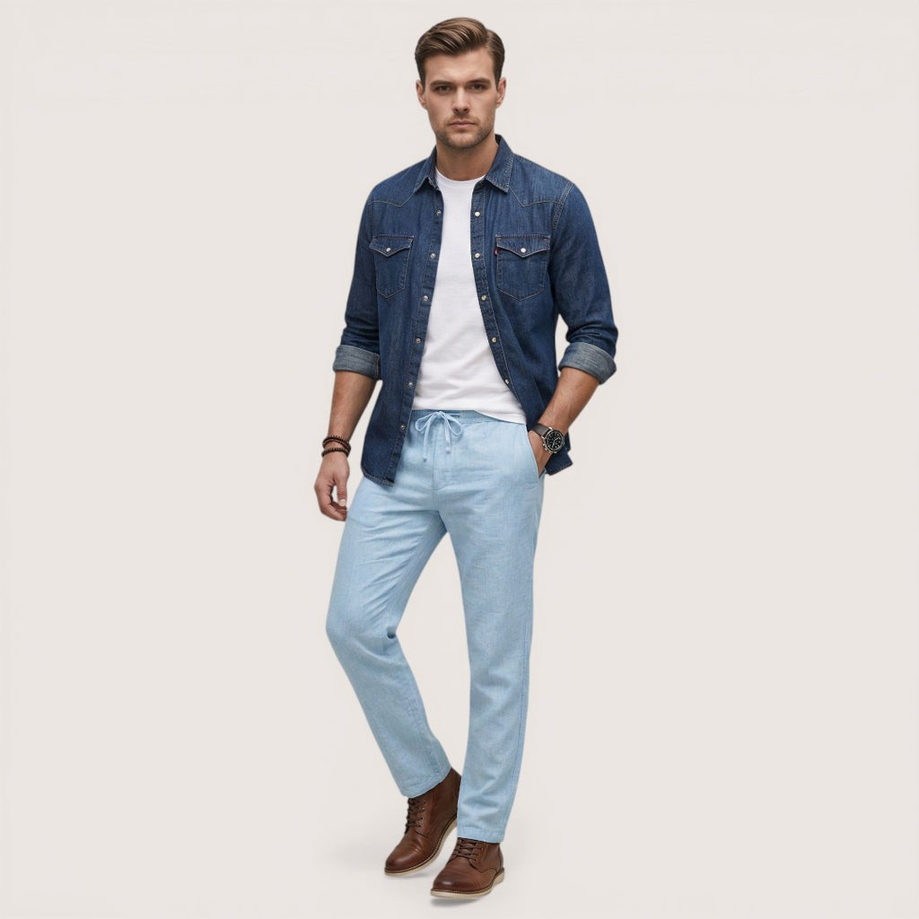 Luca | Men’s Linen Drawstring Trousers with Relaxed Fit