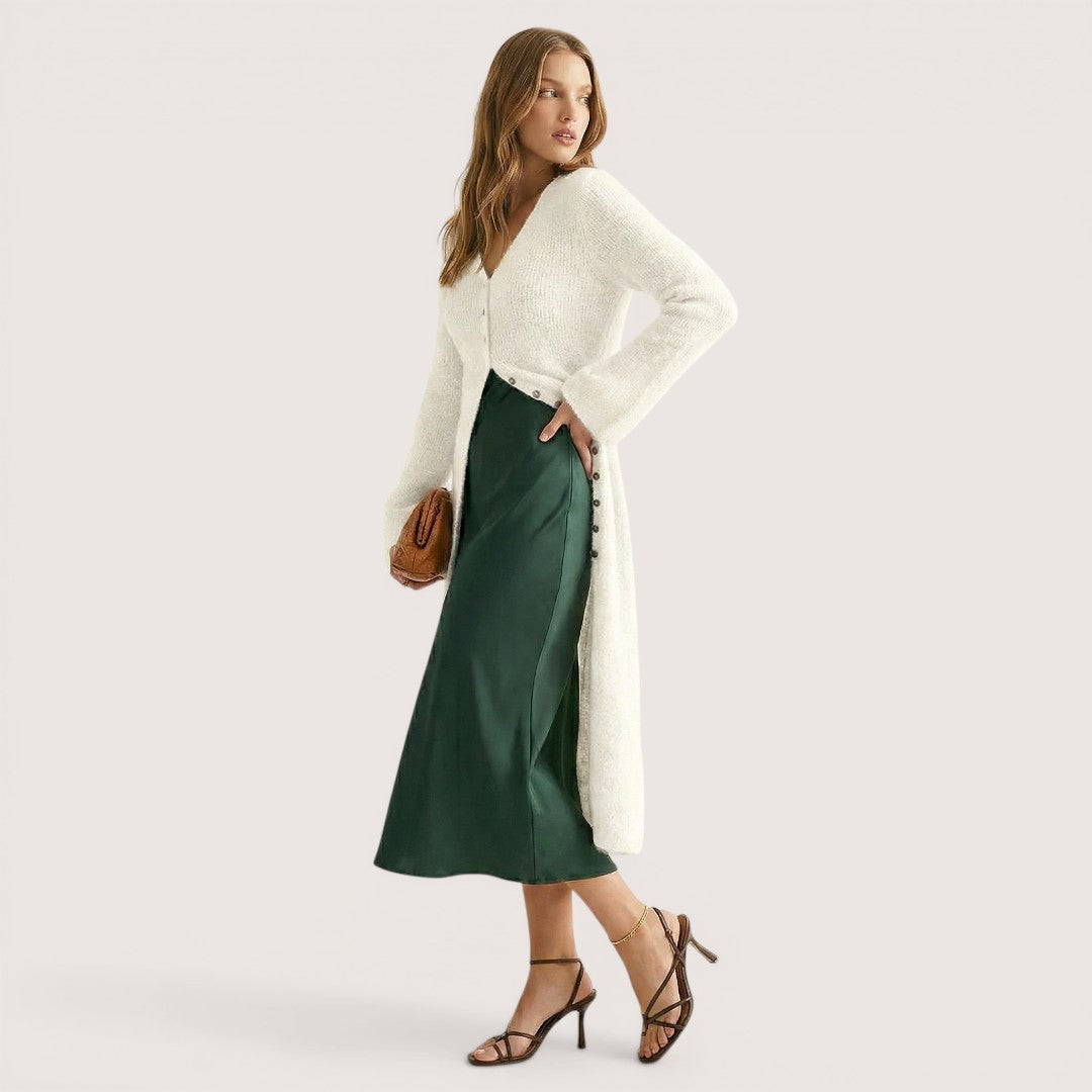 Elowyn | Women’s Long Knit Cardigan with Button Front