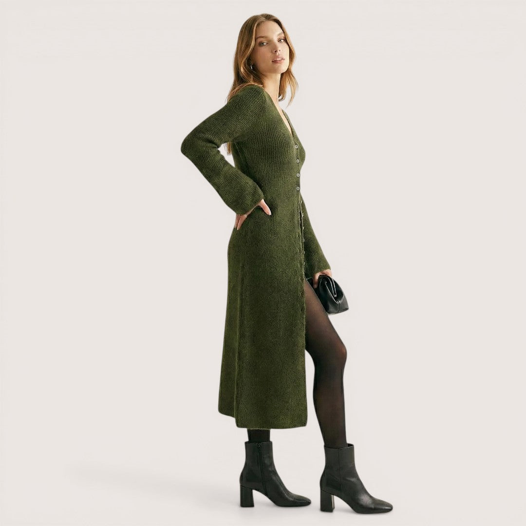Elowyn | Women’s Long Knit Cardigan with Button Front