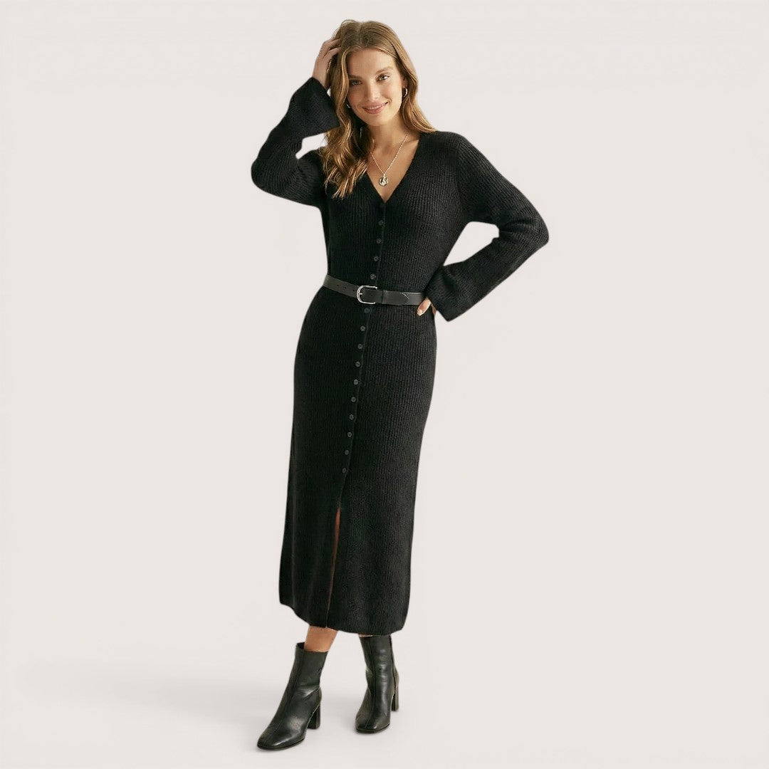 Elowyn | Women’s Long Knit Cardigan with Button Front