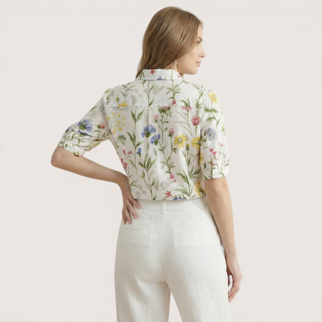 Elva | Women’s Floral Button-Up Shirt with Short Sleeves