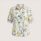 Elva | Women’s Floral Button-Up Shirt with Short Sleeves