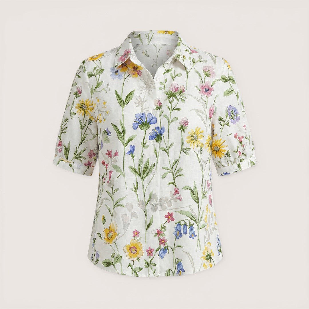Elva | Women’s Floral Button-Up Shirt with Short Sleeves