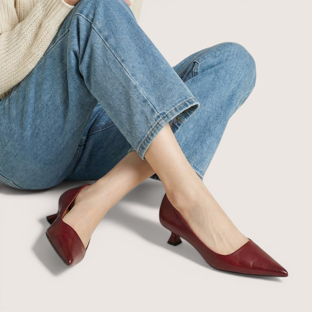 Elara | Women’s Pointed Toe Low Heels with Slip-On Design