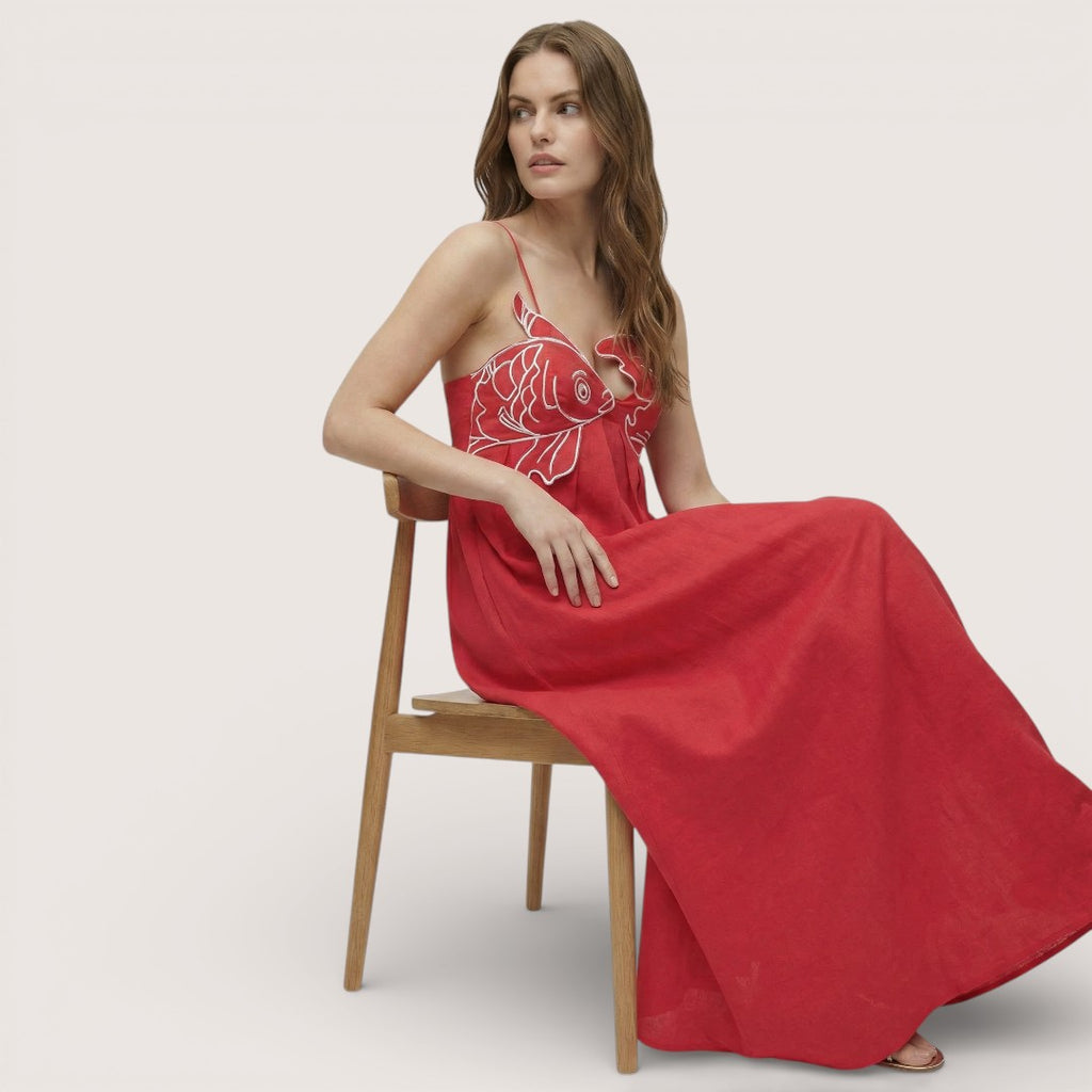 Nerea | Women’s Printed Cami Maxi Dress with Graphic Detail