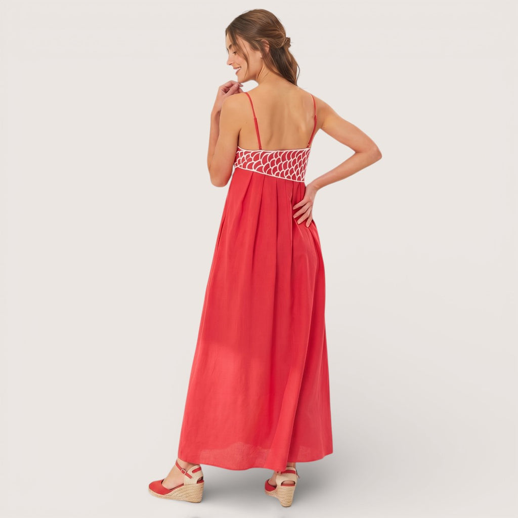 Nerea | Women’s Printed Cami Maxi Dress with Graphic Detail