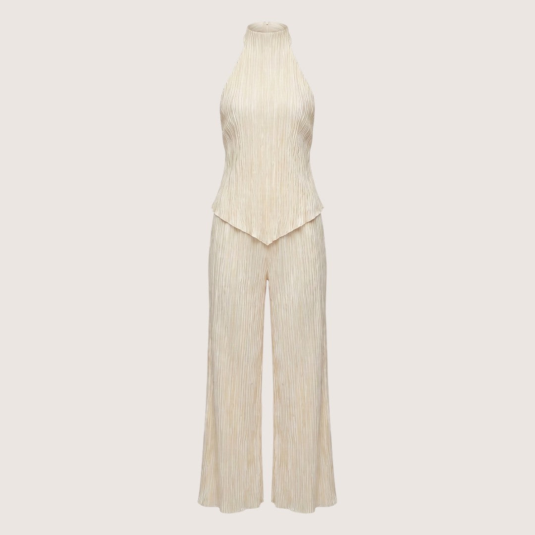 Sienna | Women’s Halter Top and Pleated Wide Leg Pants Set