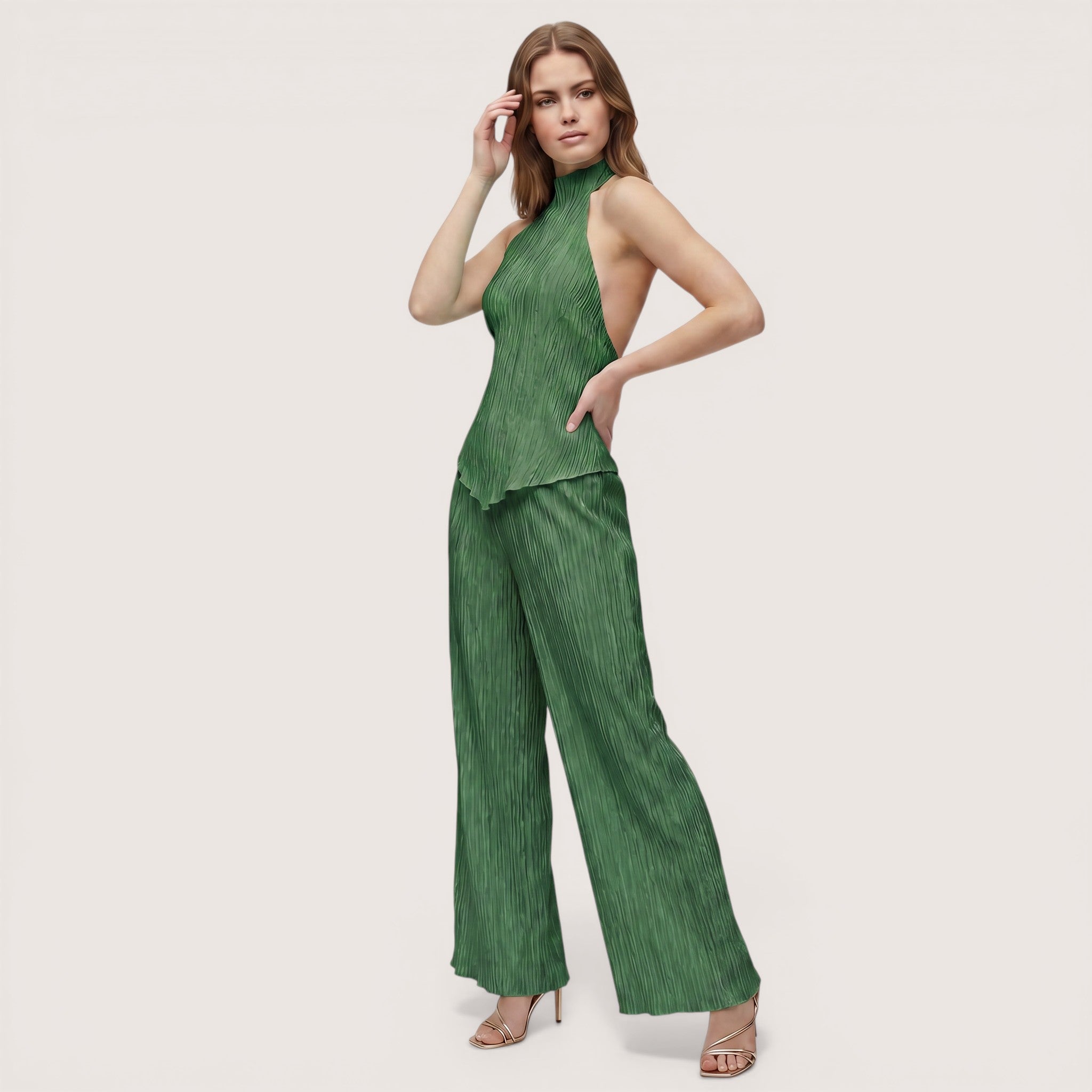 Sienna | Women’s Halter Top and Pleated Wide Leg Pants Set