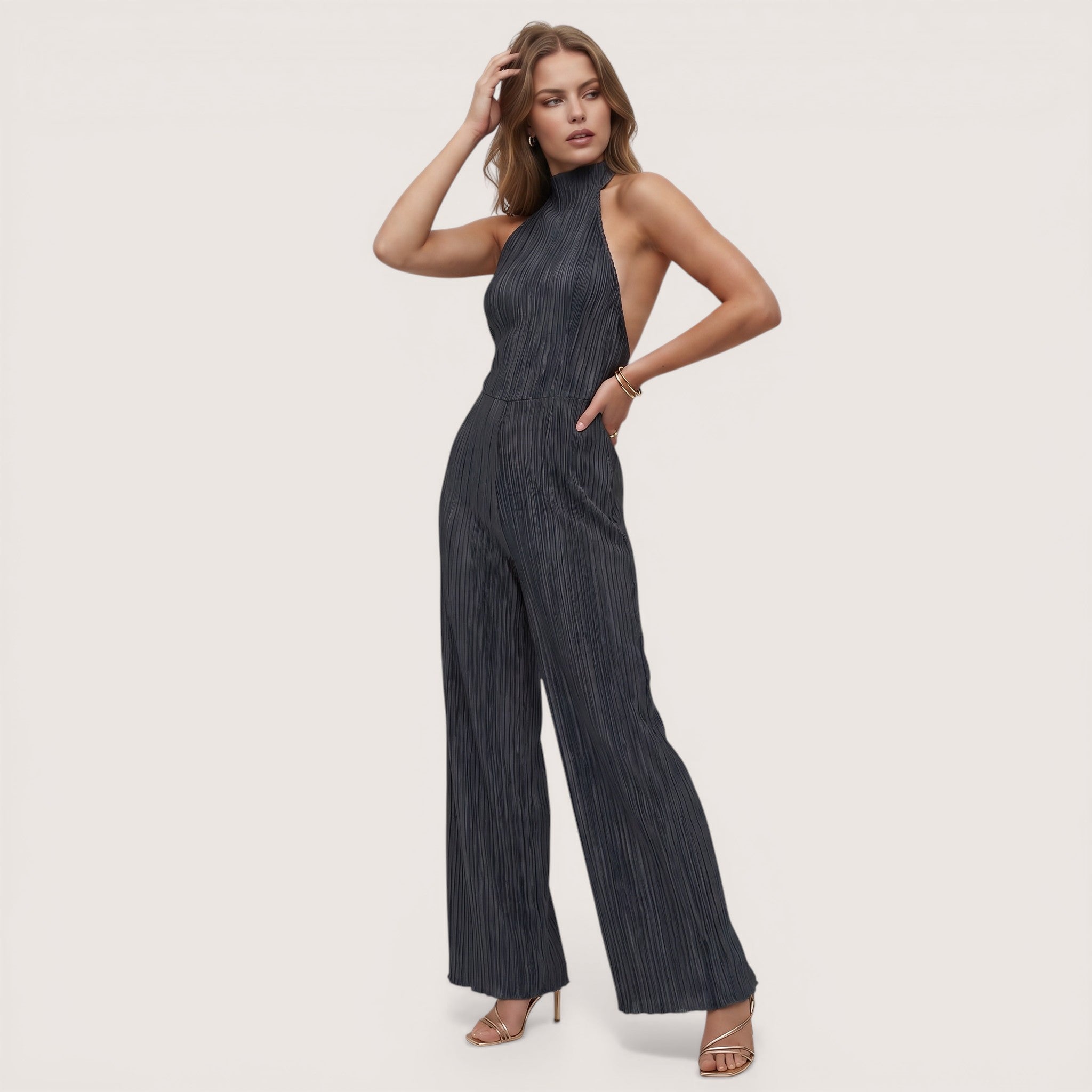 Sienna | Women’s Halter Top and Pleated Wide Leg Pants Set