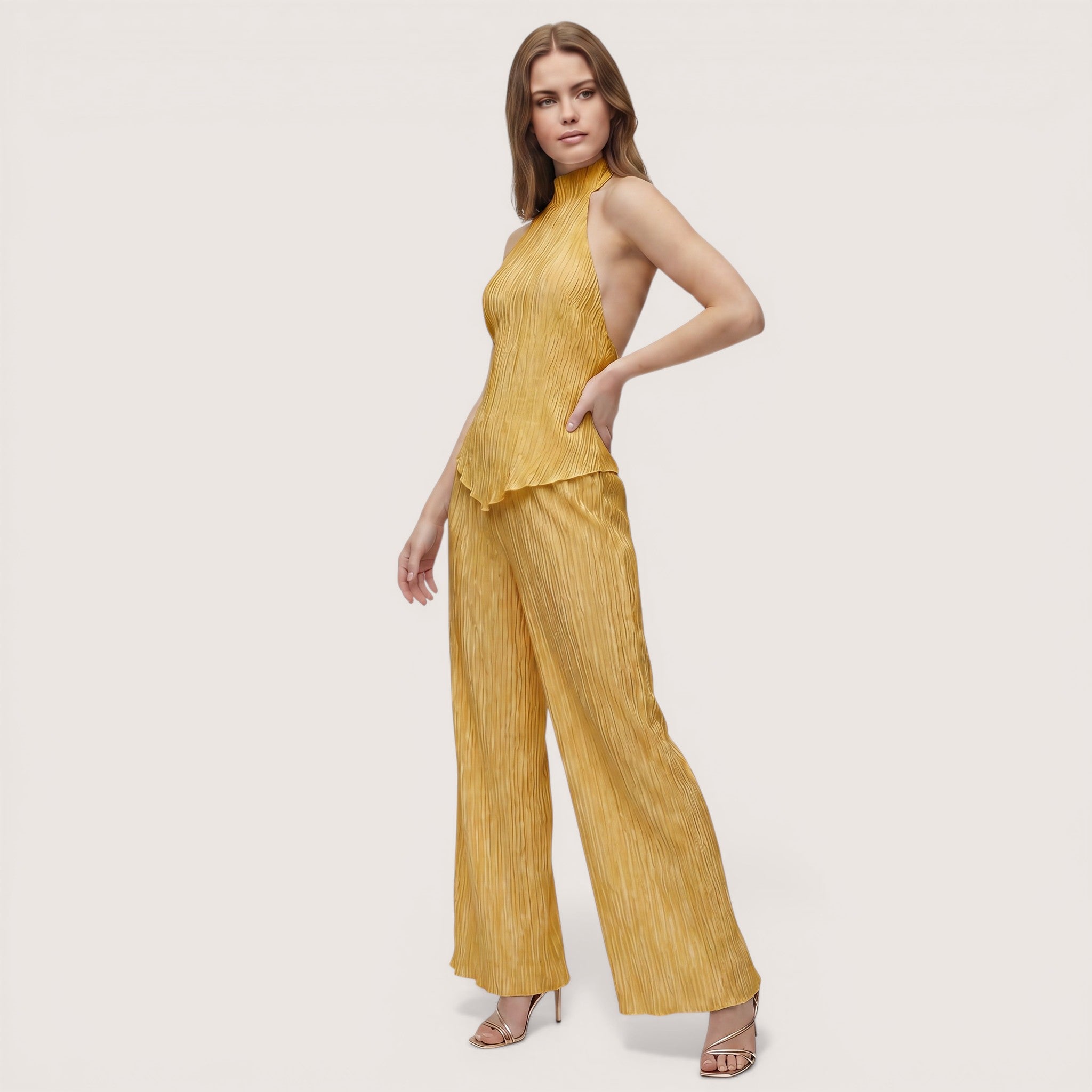 Sienna | Women’s Halter Top and Pleated Wide Leg Pants Set