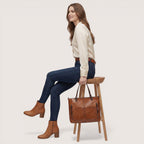 Elara | Women’s Leather Tote Handbag with Multi-Pocket Design