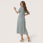 Elina | Women’s Floral Midi Dress with Button Front and Pockets