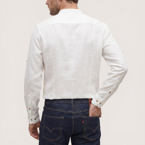 Armin | Men’s Mandarin Collar Button-Up Shirt with Long Sleeves