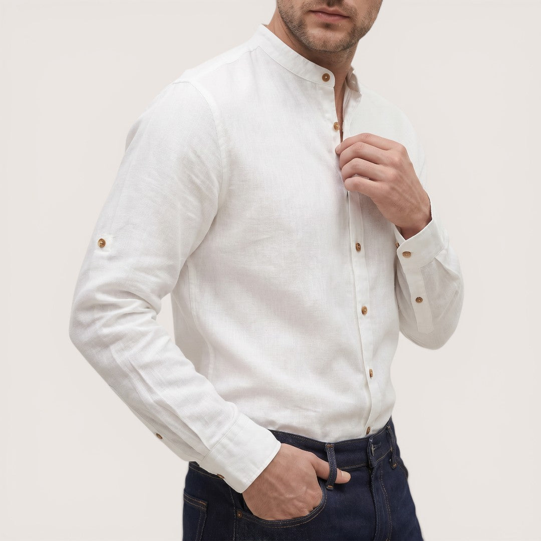 Armin | Men’s Mandarin Collar Button-Up Shirt with Long Sleeves