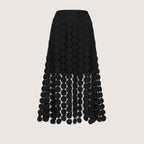 Virelle | Women’s Laser-Cut Midi Skirt with Circular Overlay