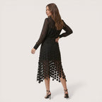 Virelle | Women’s Laser-Cut Midi Skirt with Circular Overlay