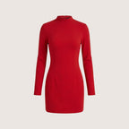 Elara | Women’s Mock Neck Mini Dress with Long Sleeves