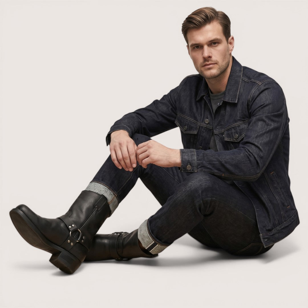 Rocco | Men’s Biker Boots with Harness Strap Detail