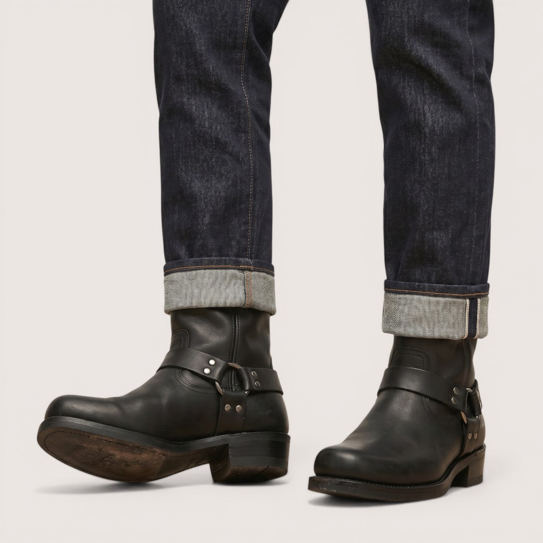 Rocco | Men’s Biker Boots with Harness Strap Detail