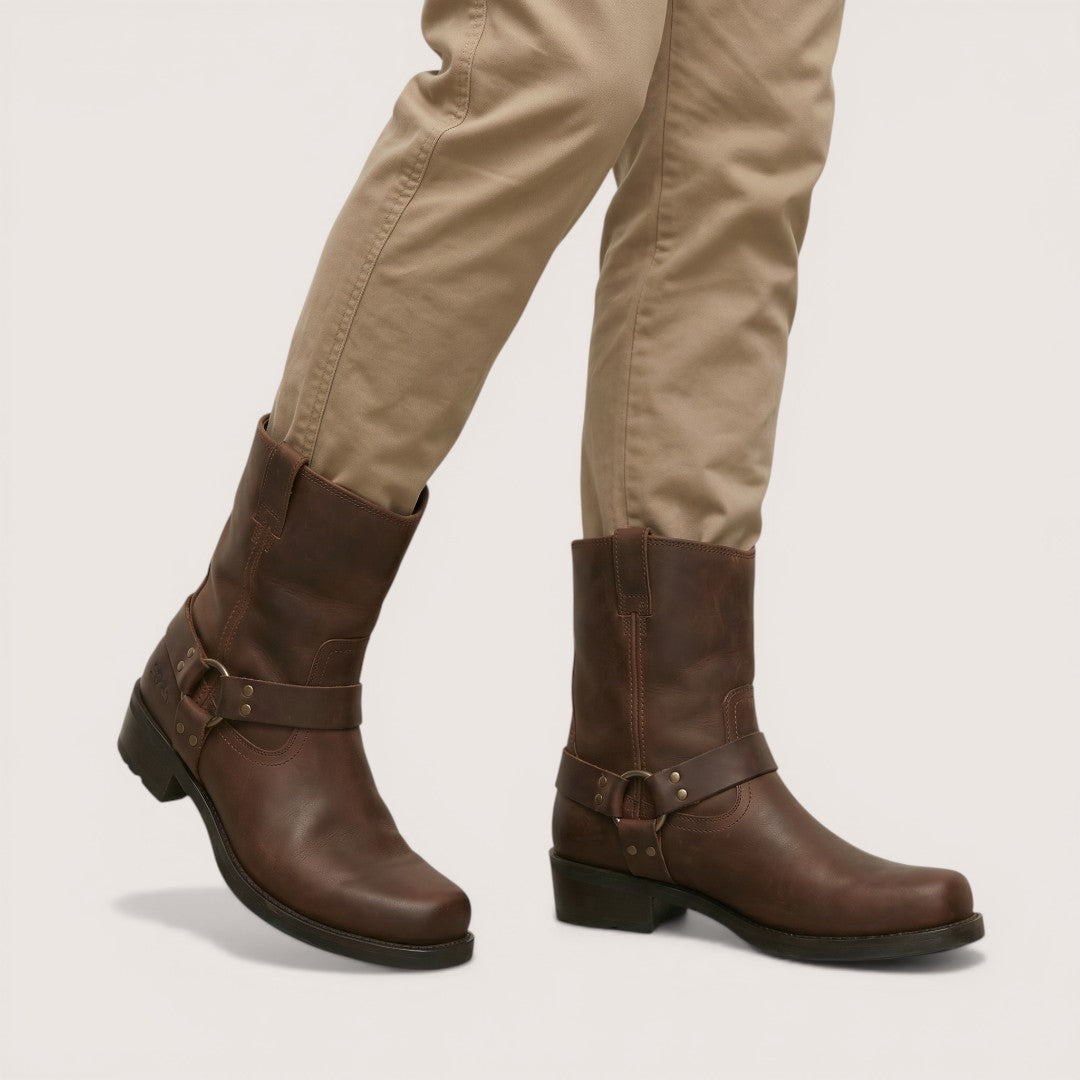 Rocco | Men’s Biker Boots with Harness Strap Detail