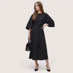 Kaelira | Women’s Belted Midi Dress with Wide Sleeves