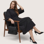Kaelira | Women’s Belted Midi Dress with Wide Sleeves