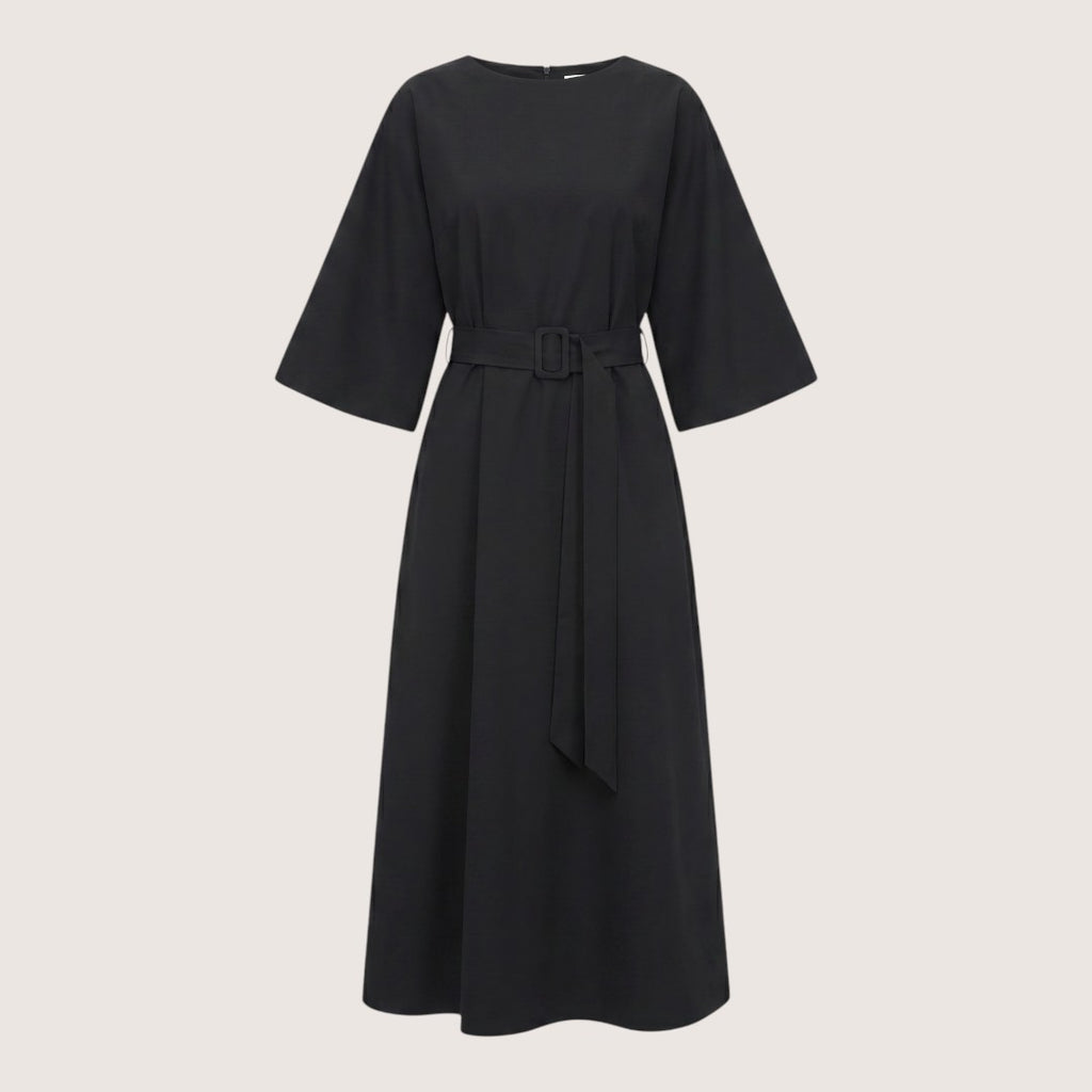 Kaelira | Women’s Belted Midi Dress with Wide Sleeves
