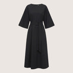 Kaelira | Women’s Belted Midi Dress with Wide Sleeves