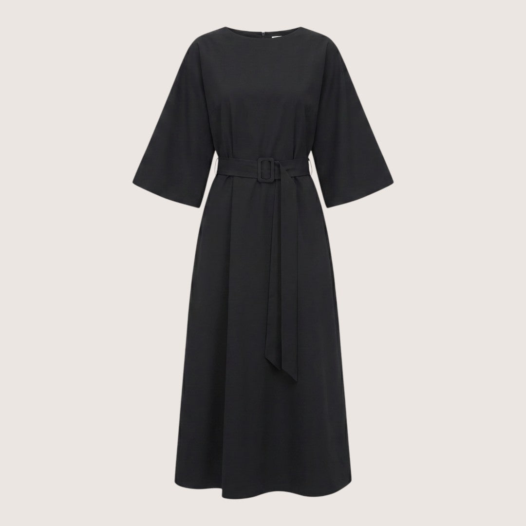 Kaelira | Women’s Belted Midi Dress with Wide Sleeves