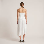 Serene | Women’s Strapless Pleated Midi Dress with Side Slit
