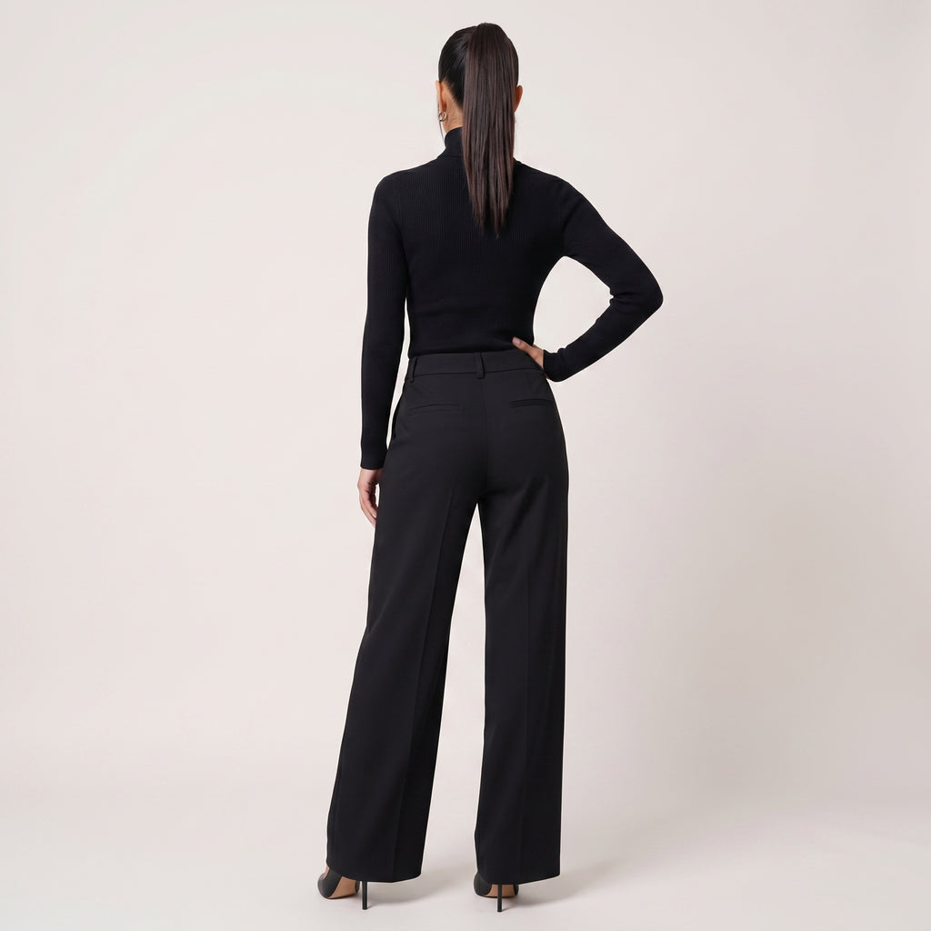 Virelle | Women’s Asymmetrical Wide Leg Trousers with Layered Front