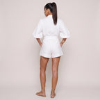 Solene | Women’s Belted Linen-Style Playsuit with Long Sleeves