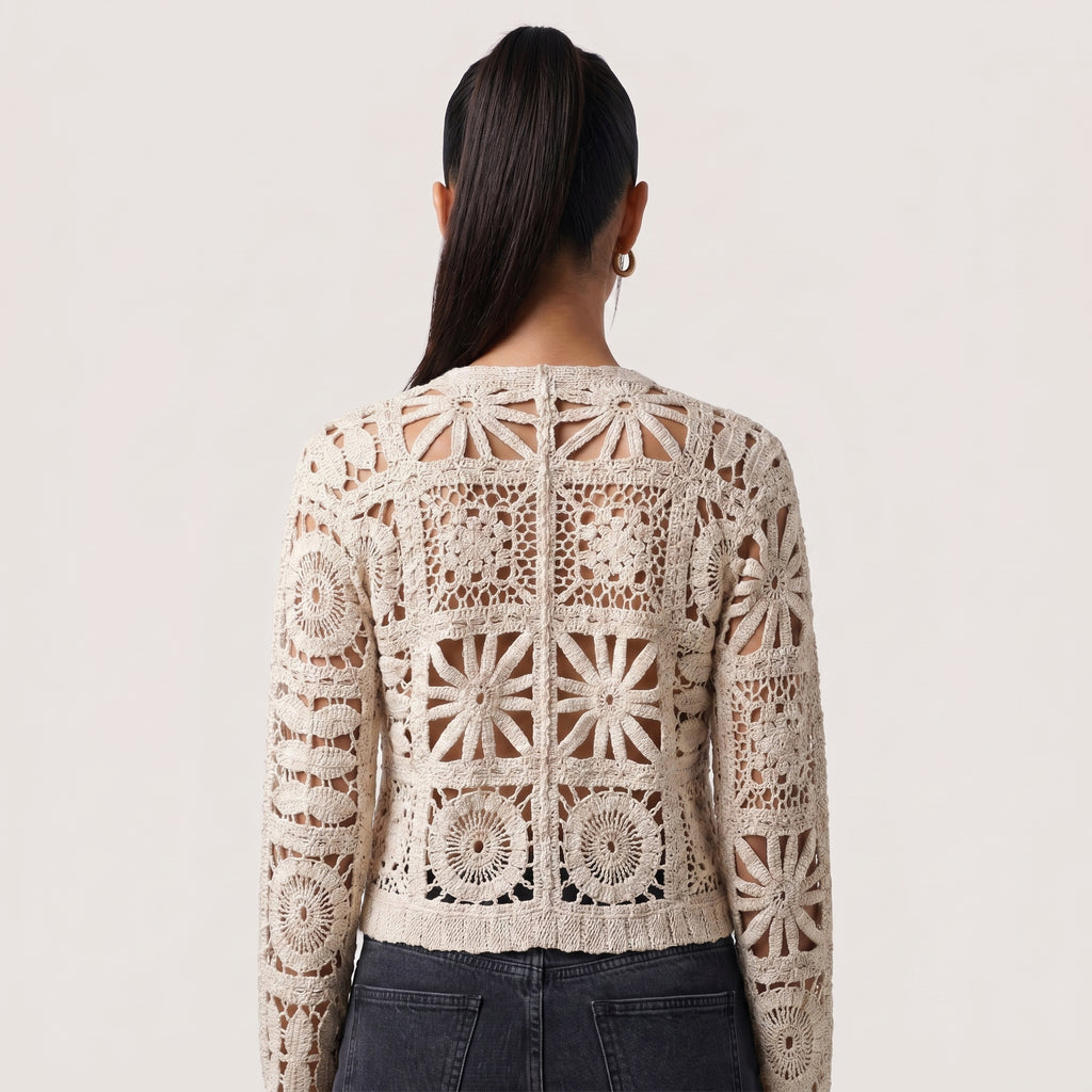 Elora | Women’s Crochet Knit Cardigan with Button Front