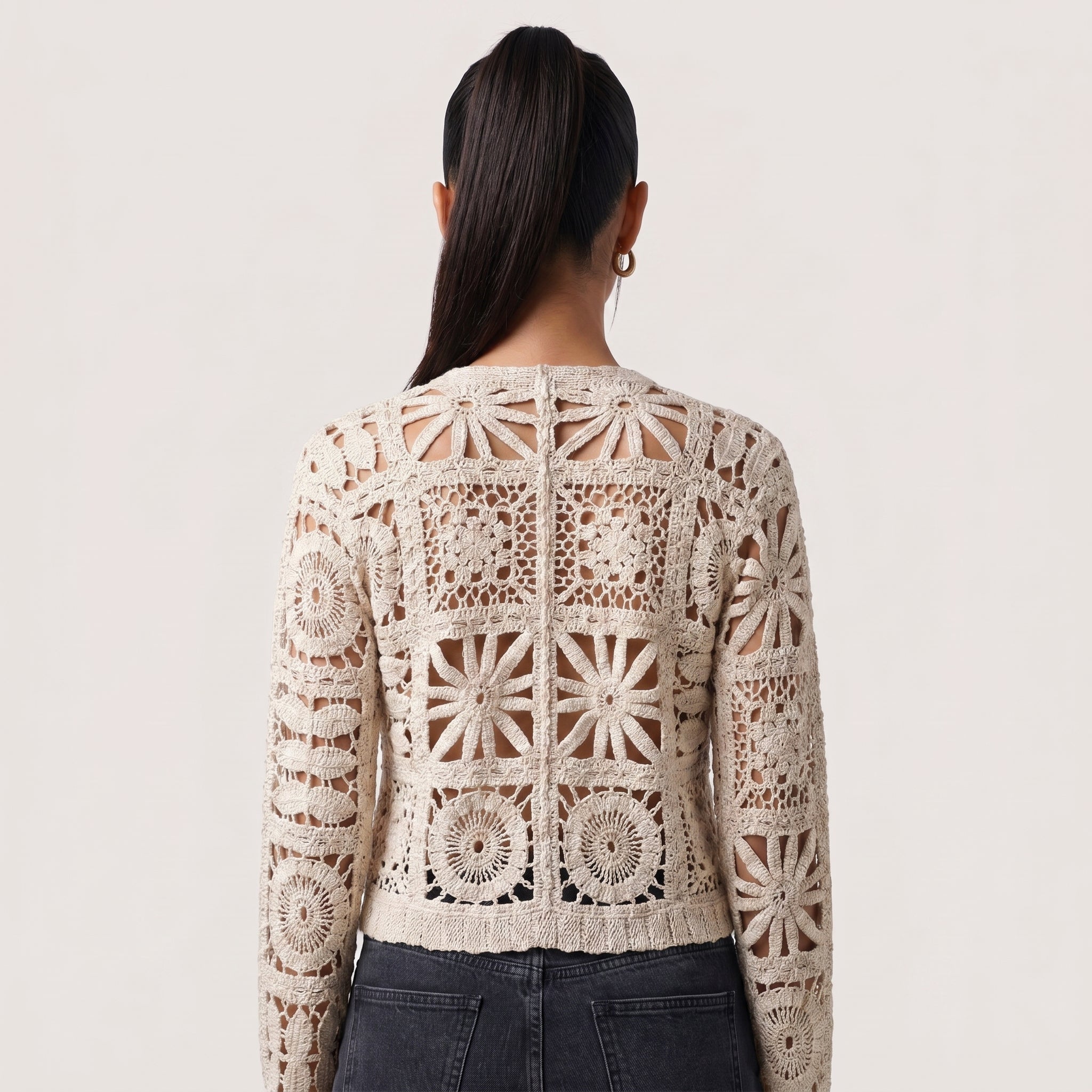Elora | Women’s Crochet Knit Cardigan with Button Front
