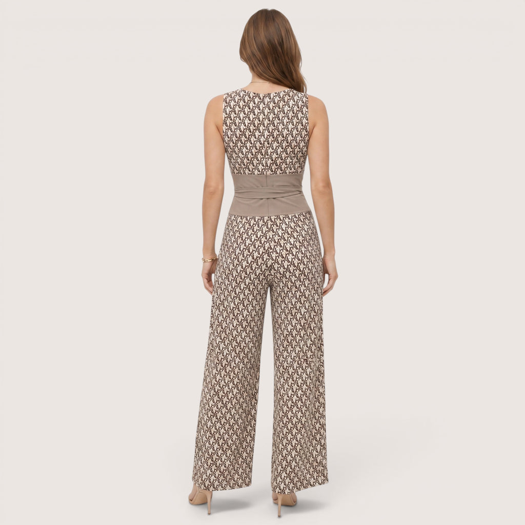 Lyra | Women’s Printed Wide Leg Jumpsuit with Tie Waist