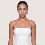 Serene | Women’s Strapless Pleated Midi Dress with Side Slit