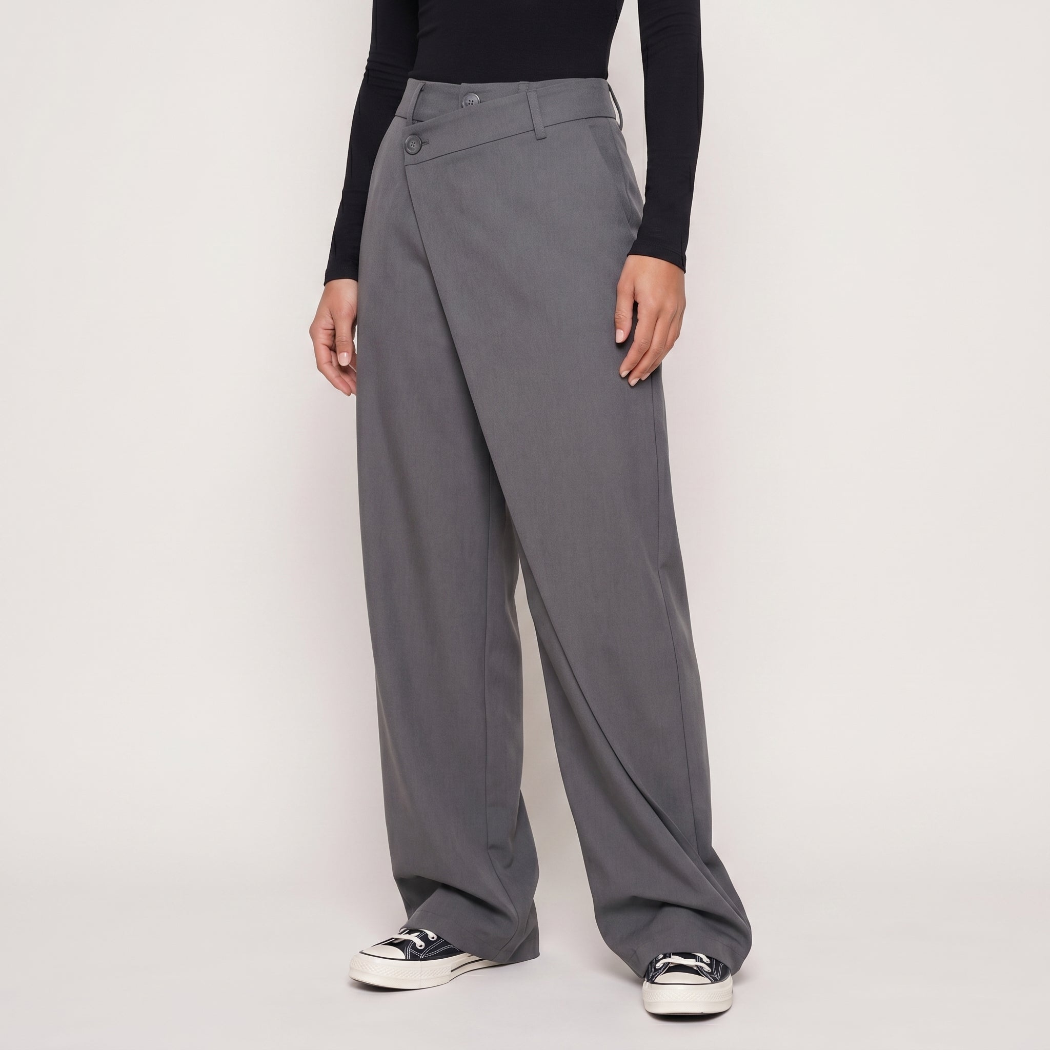 Virelle | Women’s Asymmetrical Wide Leg Trousers with Layered Front