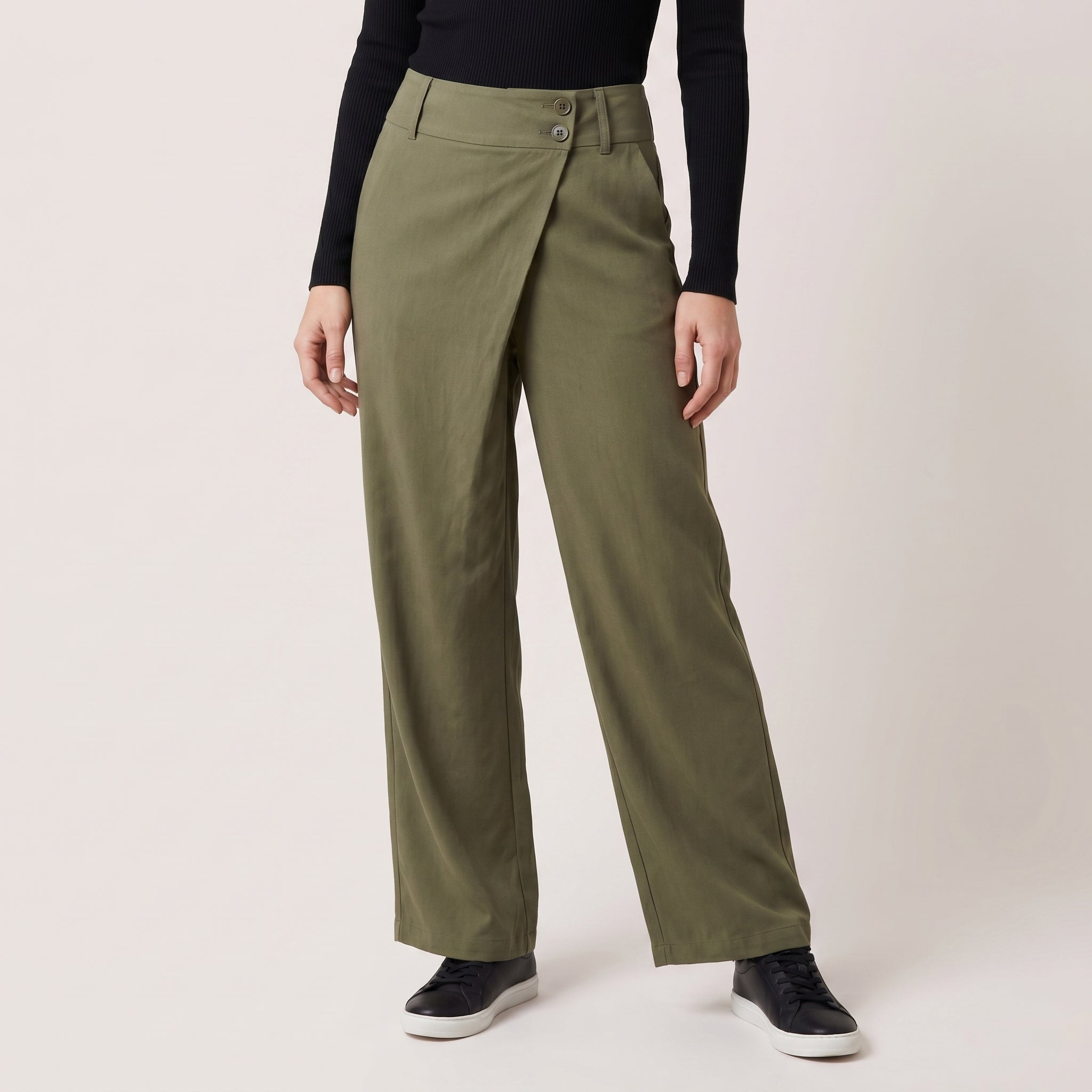Virelle | Women’s Asymmetrical Wide Leg Trousers with Layered Front