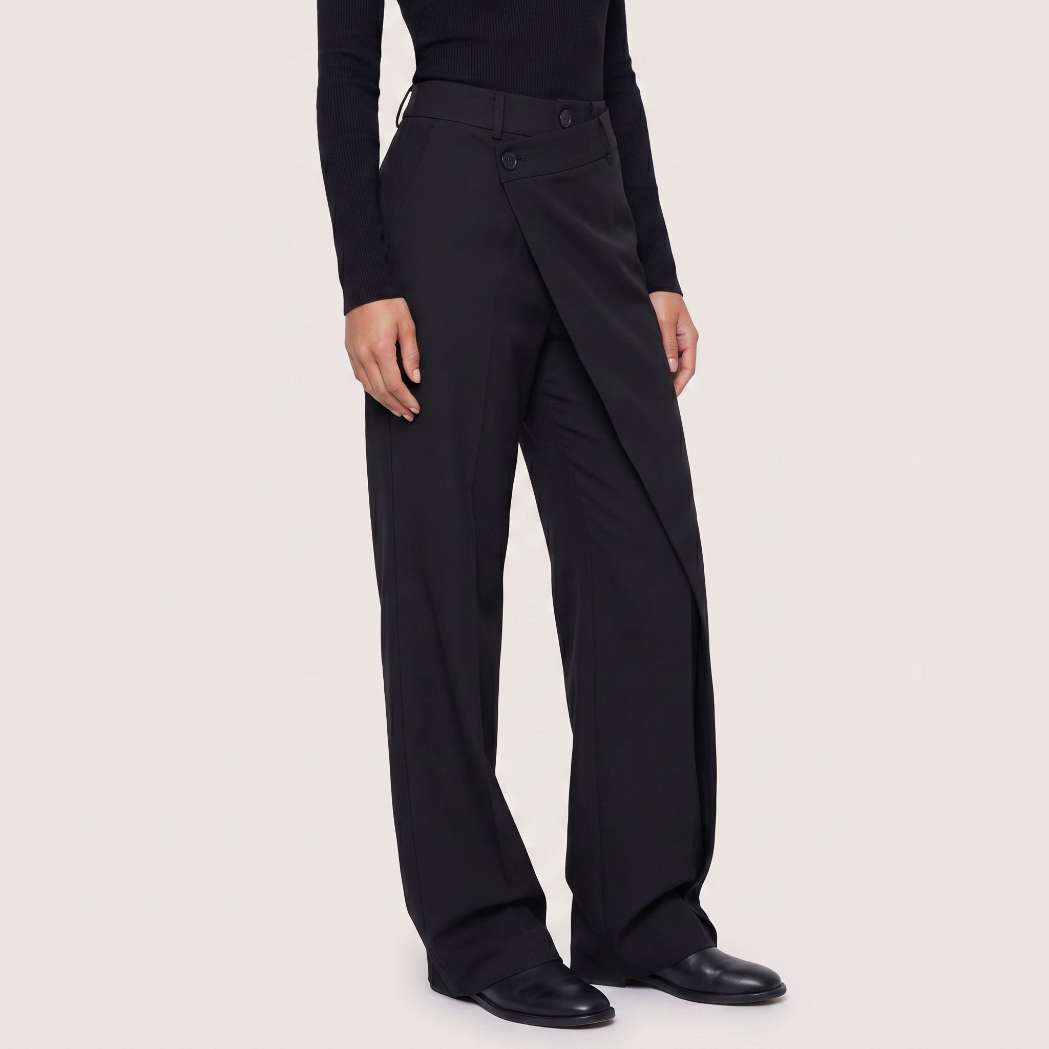 Virelle | Women’s Asymmetrical Wide Leg Trousers with Layered Front