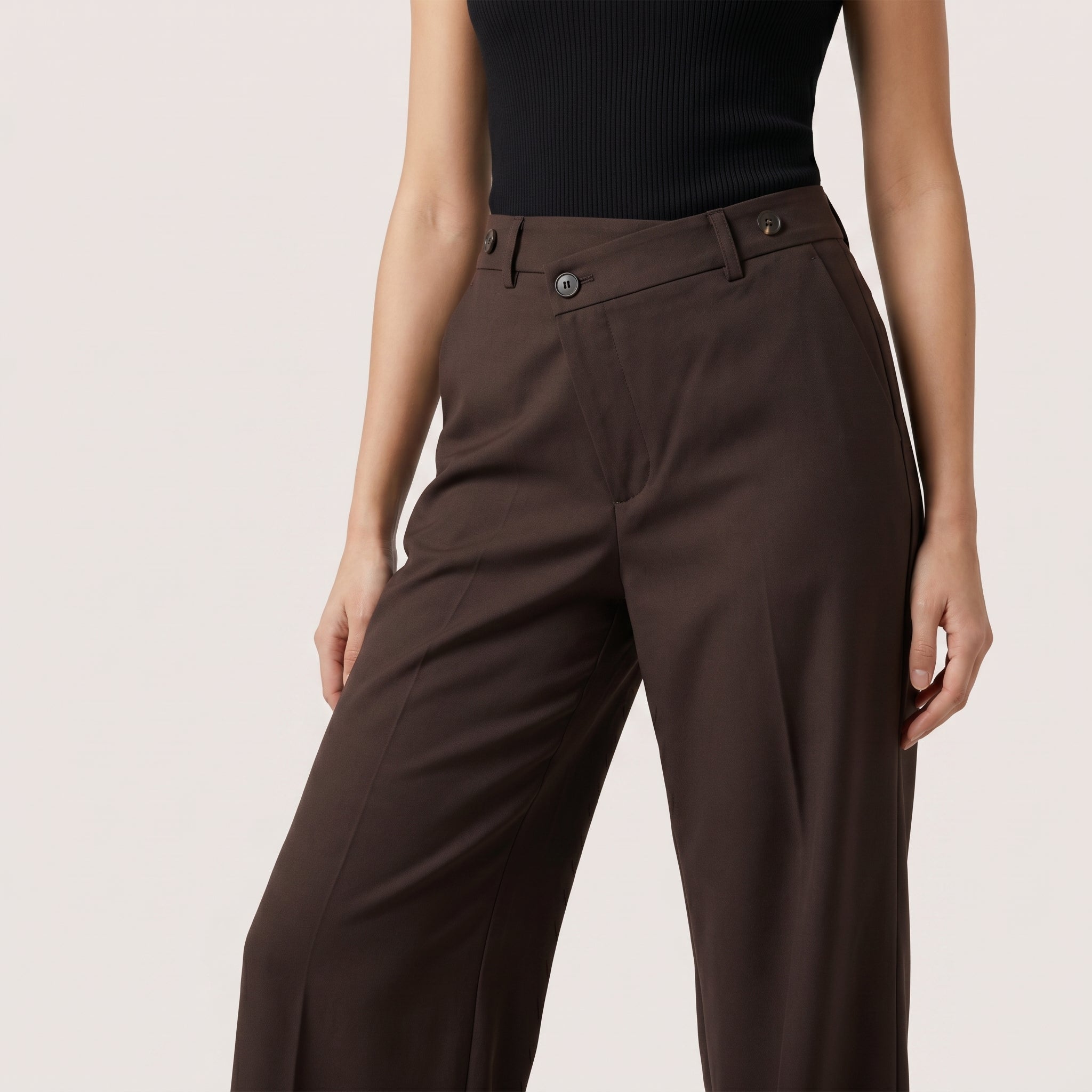 Virelle | Women’s Asymmetrical Wide Leg Trousers with Layered Front