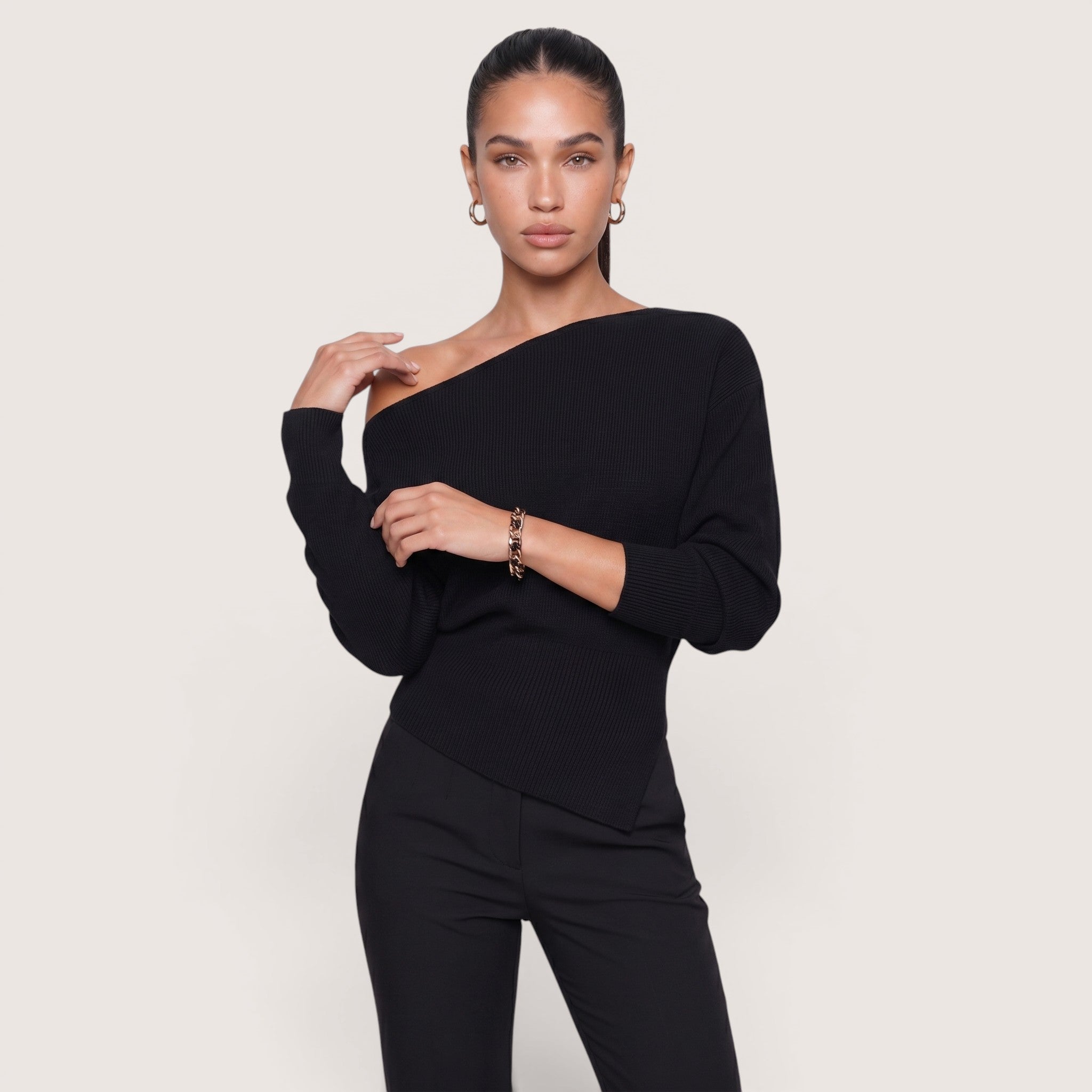 Ariselle | Women’s Asymmetrical One-Shoulder Knit Top