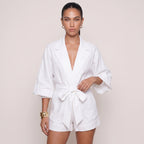 Solene | Women’s Belted Linen-Style Playsuit with Long Sleeves