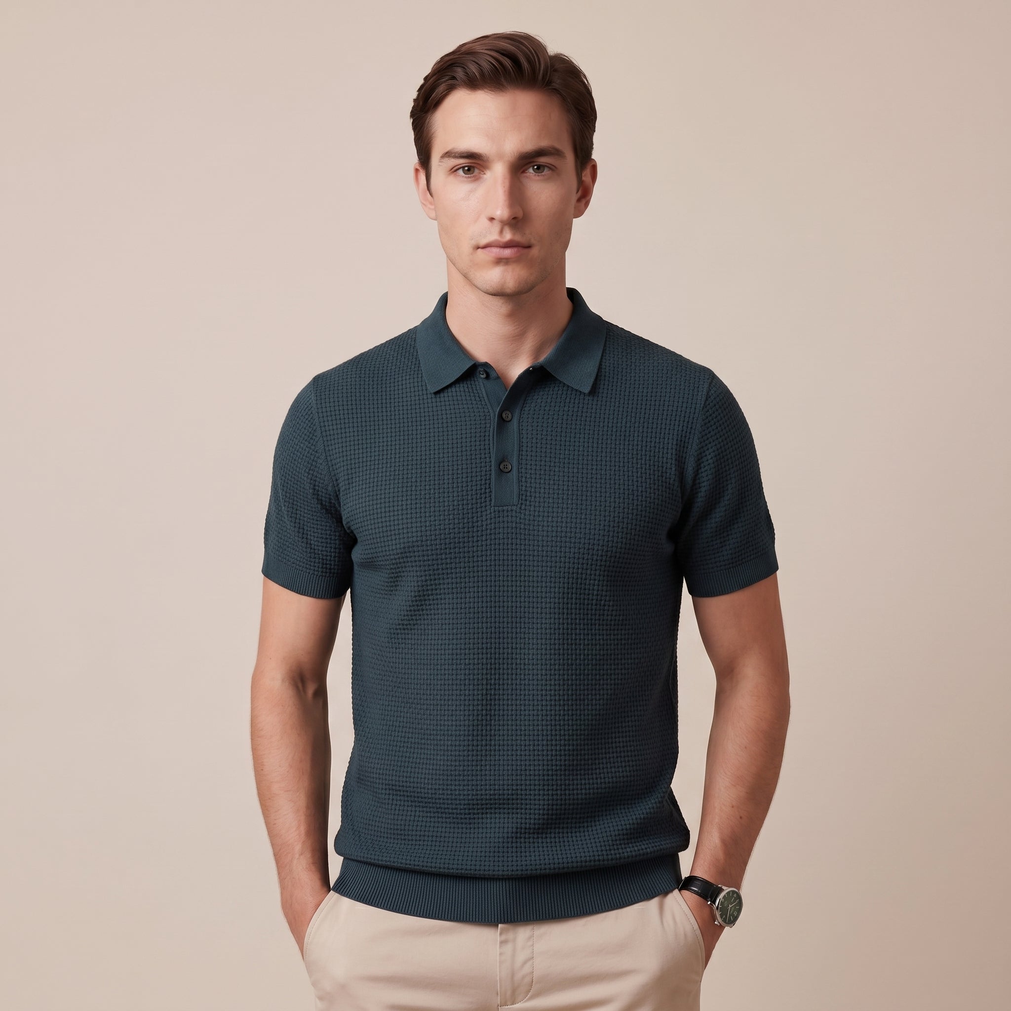 Varek | Men’s Textured Polo Shirt with Modern Fit