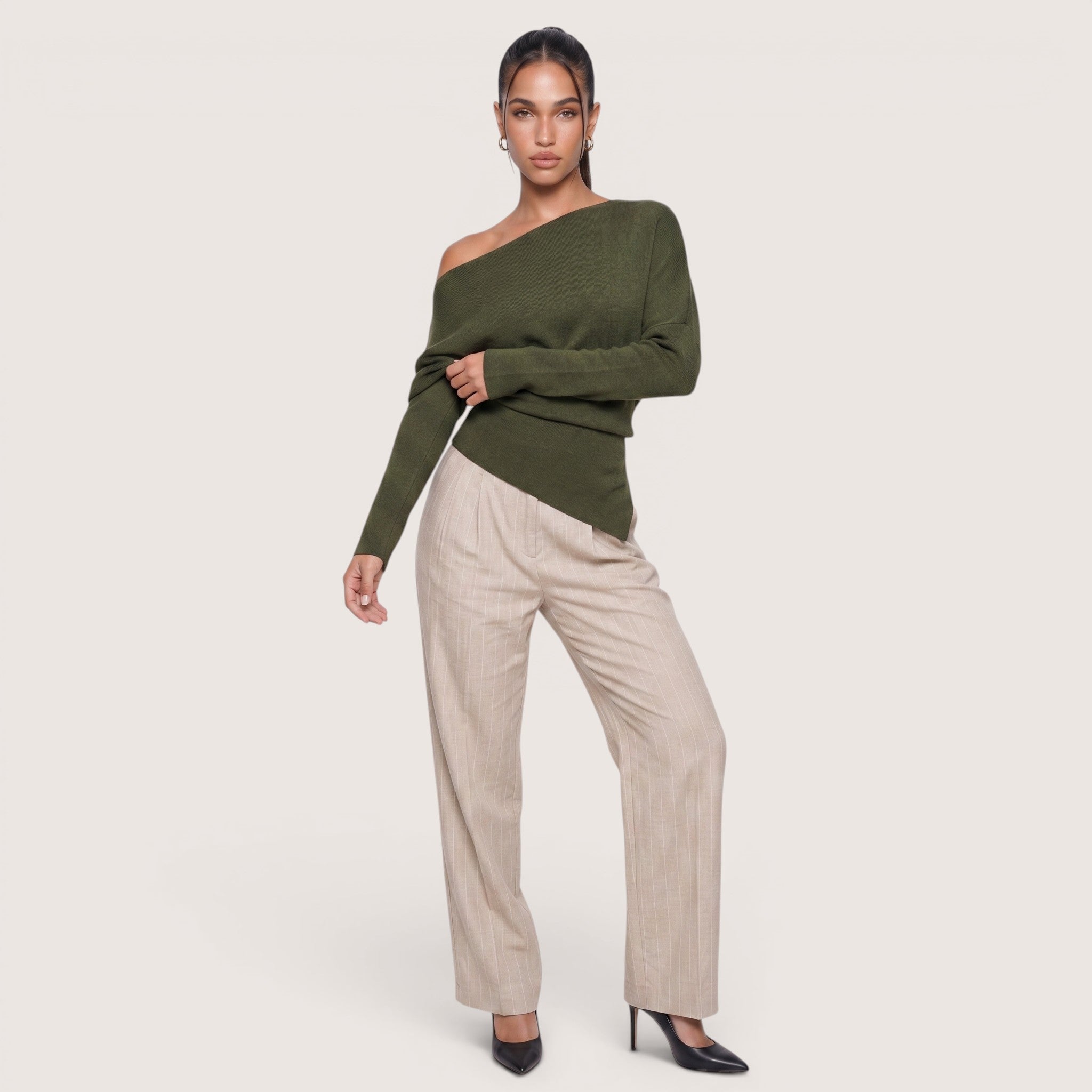 Ariselle | Women’s Asymmetrical One-Shoulder Knit Top