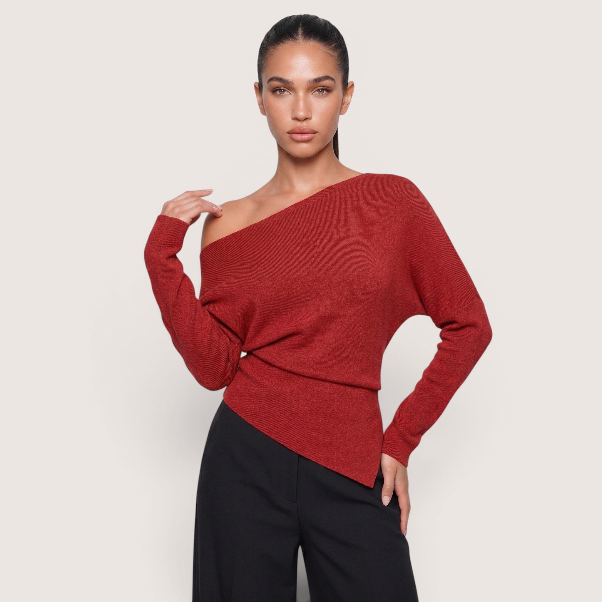 Ariselle | Women’s Asymmetrical One-Shoulder Knit Top