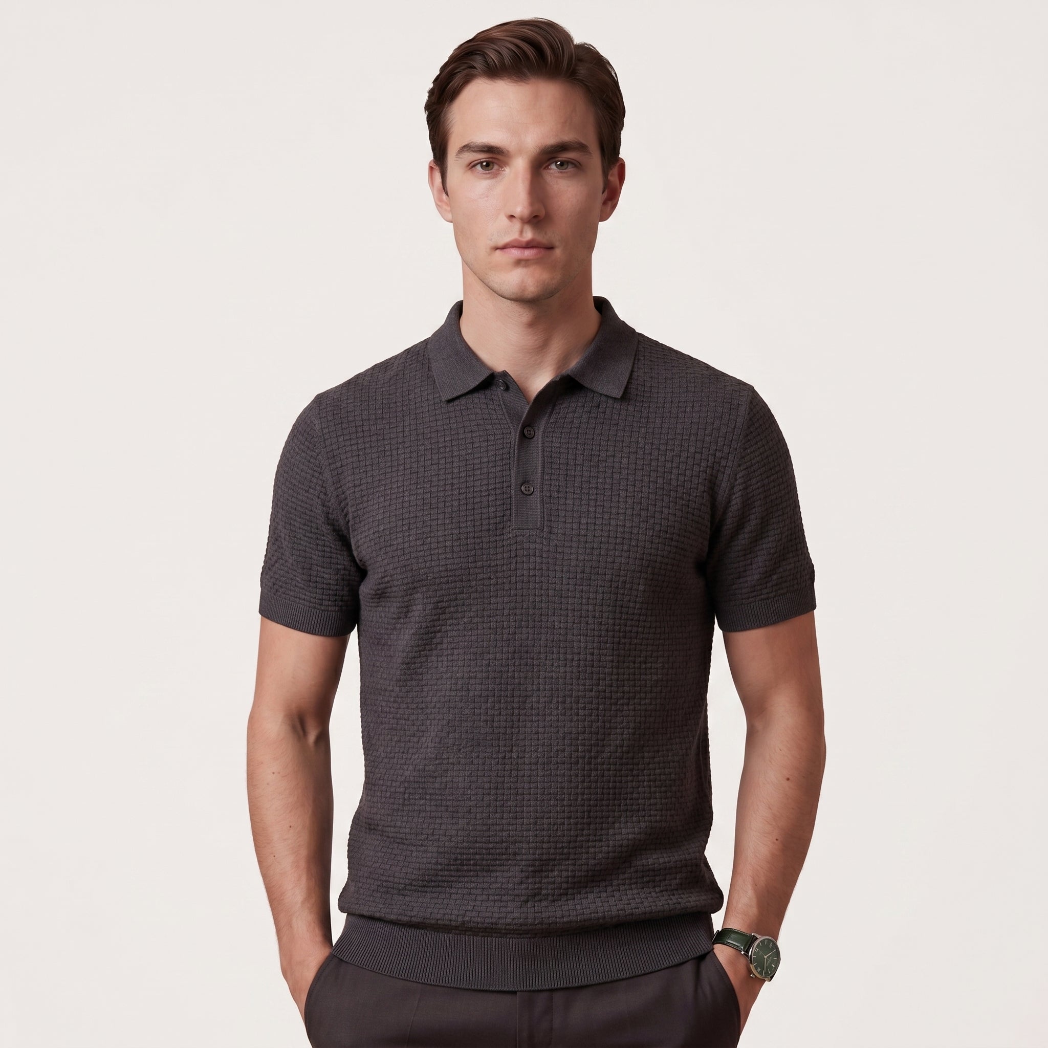 Varek | Men’s Textured Polo Shirt with Modern Fit