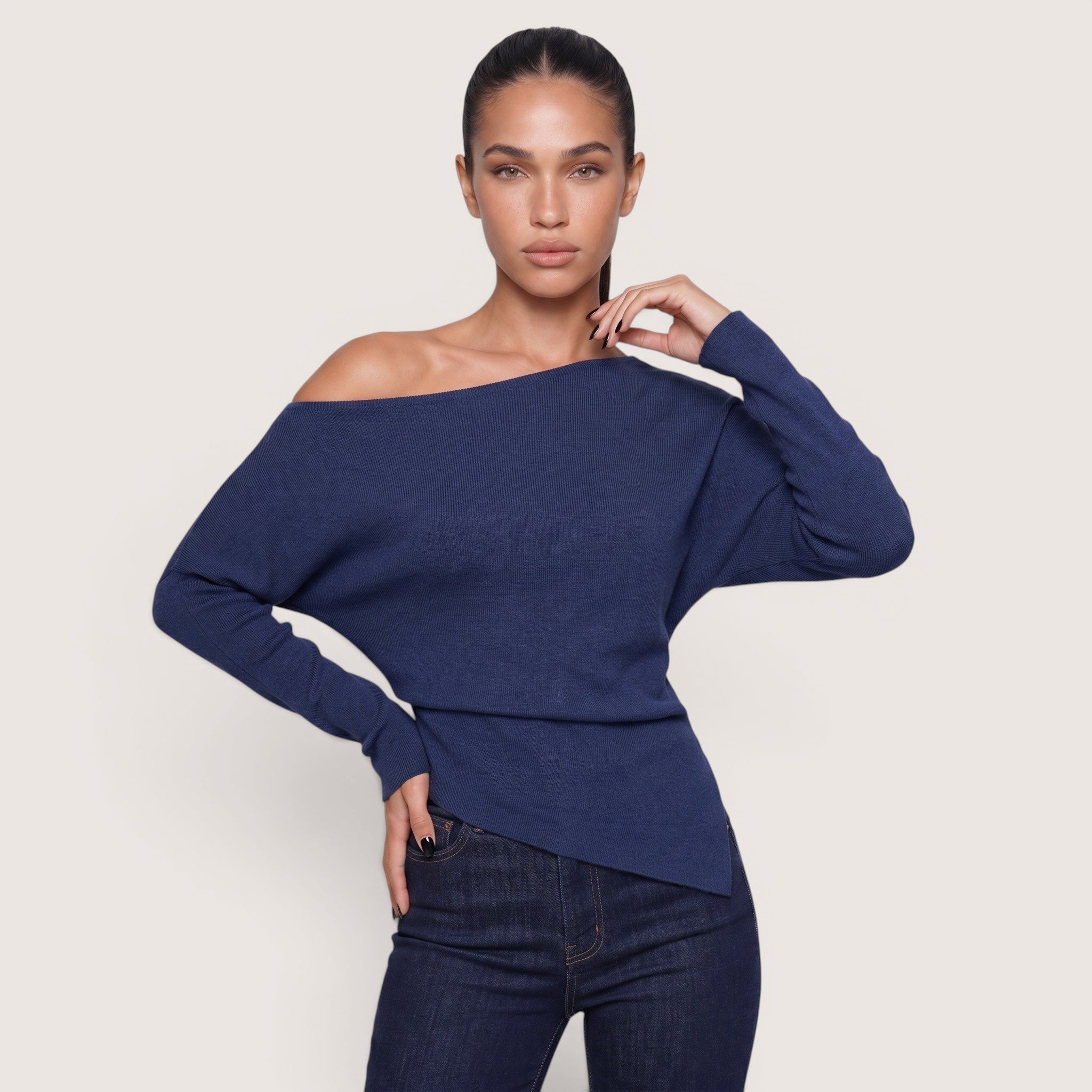 Ariselle | Women’s Asymmetrical One-Shoulder Knit Top