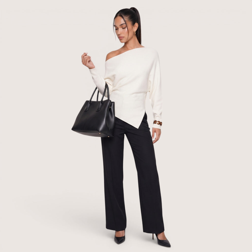 Ariselle | Women’s Asymmetrical One-Shoulder Knit Top
