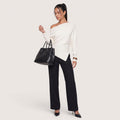 Ariselle | Women’s Asymmetrical One-Shoulder Knit Top