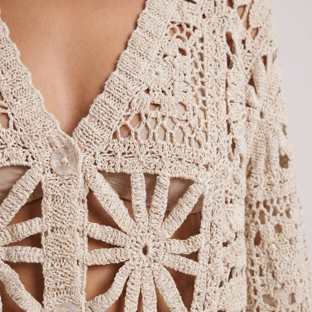 Elora | Women’s Crochet Knit Cardigan with Button Front